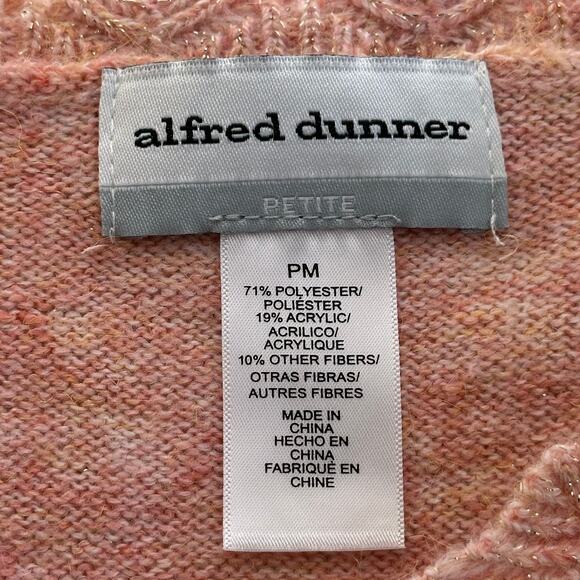 NWT Alfred Dunner Pink Metallic Scalloped Neck Sweater Womens Petite Size PM - Picture 7 of 9